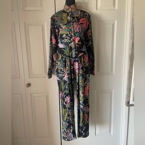 Rene Derhy! | Black Floral Jumpsuit. Relaxed Fit. Vintage. 80s. Size Small